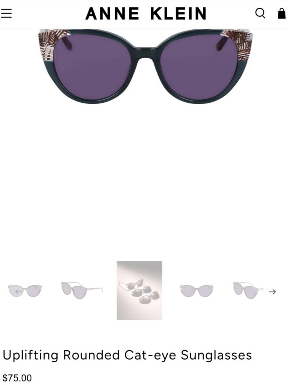 ANNE KLEIN UPLIFTING ROUNDED CAT-EYE SUNGLASSES